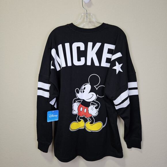 NWT Disney Mickey Mouse Womens Oversized Lightweight Sweatshirt Spellout Black M - Picture 1 of 16